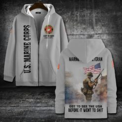 US Marine Corps, Proud Veteran - Zip Hoodie