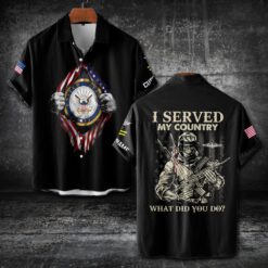 Navy Badge, E 4 Gold - Short Sleeve Button Shirt