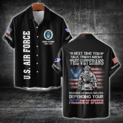 US Air Force , Land Of The Free, Because Of The Brave - Short Sleeve Button Shirt