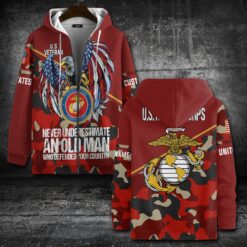 US Marine Corps, American By Birth, Veteran By Choice - Zip Hoodie