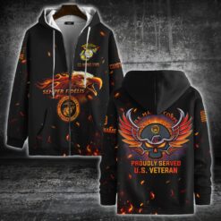 US Marine Corps, Land Of The Free, Because Of The Brave - Zip Hoodie