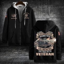 US Army, Proud Veteran - Zip Hoodie