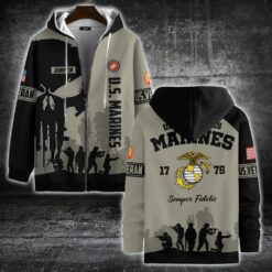 US Marine Corps, Remember - Honor - Respect - Zip Hoodie