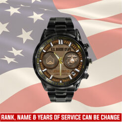 US Marine Corps, E 8 Marines Master Sergeant - Black Stainless Steel Watch