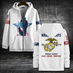 US Marine Corps, Duty, Honor, Country - Zip Hoodie