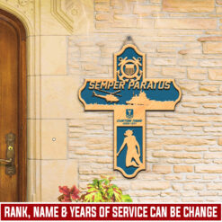 US Coast Guard, Land Of The Free, Because Of The Brave - 2 Layers Wooden Sign 8x8in