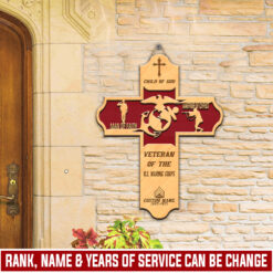 US Marine Corps, Thank a Veteran - 2 Layers Wooden Sign 8x8in