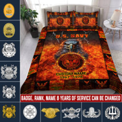 Navy Badge, Always Courageous - Quilt Bed Set - Full