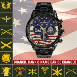 Army Branch, E 7 Army Master Specialist - Black Stainless Steel Watch