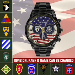 Army Division, Freedom Isn't Free - Black Stainless Steel Watch