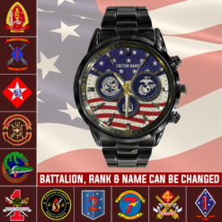 Marine Battalion, E 7 Marines Gunnery Sergeant - Black Stainless Steel Watch