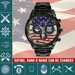 Coast Guard Rating, I Walked The Walk - Black Stainless Steel Watch