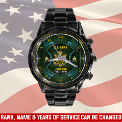 US Army, E 6 Army Specialist - Black Stainless Steel Watch