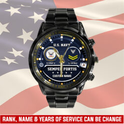 US Navy, E 6 Red - Black Stainless Steel Watch