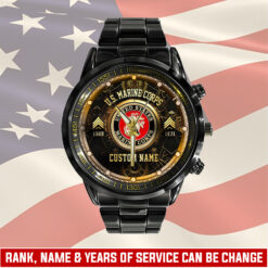 US Marine Corps, E 6 Marines Staff Sergeant - Black Stainless Steel Watch