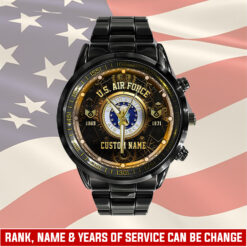 US Air Force, Freedom Over Fear - Black Stainless Steel Watch