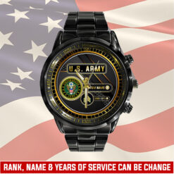 US Army, E 4 Army Corporal - Black Stainless Steel Watch
