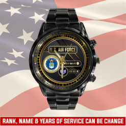 US Air Force, Aim High … Fly-Fight-Win - Black Stainless Steel Watch