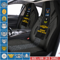 Navy Badge, Land Of The Free, Because Of The Brave - Car Seat Covers