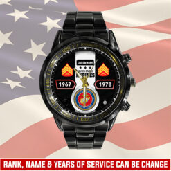 US Marine Corps, E 3 Marines Lance Corporal - Black Stainless Steel Watch