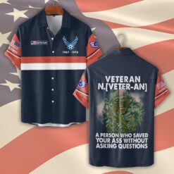 US Air Force , Proud Veteran - Short Sleeve Button Shirt
