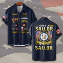 Navy Badge, Semper Fortis - Short Sleeve Button Shirt