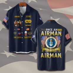 Air Force Badge, No One Fights Alone - Short Sleeve Button Shirt