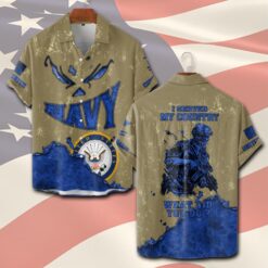 US Navy, Always Courageous - Short Sleeve Button Shirt