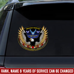 US Air Force , Land Of The Free, Because Of The Brave - Car Sticker 12x12in
