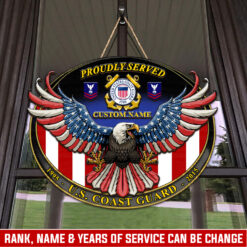 US Coast Guard, E 4 Gold - 2 Layers Wooden Sign 8x8in