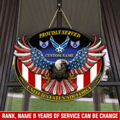 US Air Force, E 6 Air Force Technical Sergeant - 2 Layers Wooden Sign 8x8in