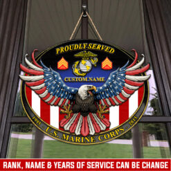 US Marine Corps, The Devil Dogs - 2 Layers Wooden Sign 8x8in