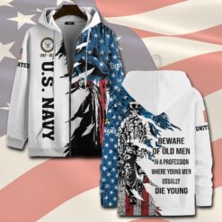 US Navy, Proud Veteran - Zip Hoodie