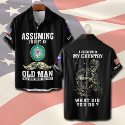 US Coast Guard, American By Birth, Veteran By Choice - Short Sleeve Button Shirt