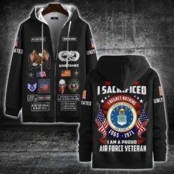 Air Force Badge, Freedom Over Fear - Zip Hoodie