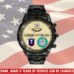 US Coast Guard, E 9 Gold - Black Stainless Steel Watch