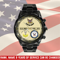 US Navy, E 8 Gold - Black Stainless Steel Watch