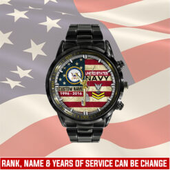 US Navy, By Sea, Air and Land - Black Stainless Steel Watch