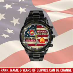 US Marine Corps, Proud To Have Served - Black Stainless Steel Watch