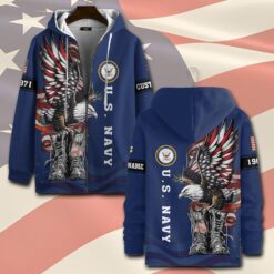 US Navy, E 2 White - Zip Hoodie