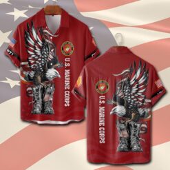 US Marine Corps, Proud Veteran - Short Sleeve Button Shirt