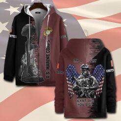 US Marine Corps, Land Of The Free, Because Of The Brave - Zip Hoodie