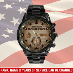 US Marine Corps, Duty, Honor, Country - Black Stainless Steel Watch