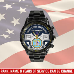US Coast Guard, Lest We Forget - Black Stainless Steel Watch