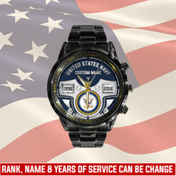 US Navy, E 6 Gold - Black Stainless Steel Watch