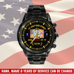 US Coast Guard, Remember - Honor - Respect - Black Stainless Steel Watch