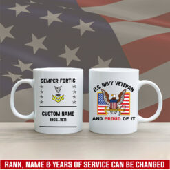 US Navy, E 7 Red - White Mug 15oz