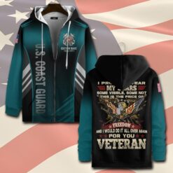 US Coast Guard, American By Birth, Veteran By Choice - Zip Hoodie