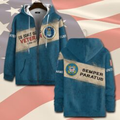 US Coast Guard, Proud Veteran - Zip Hoodie