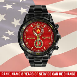 US Marine Corps, No One Fights Alone - Black Stainless Steel Watch